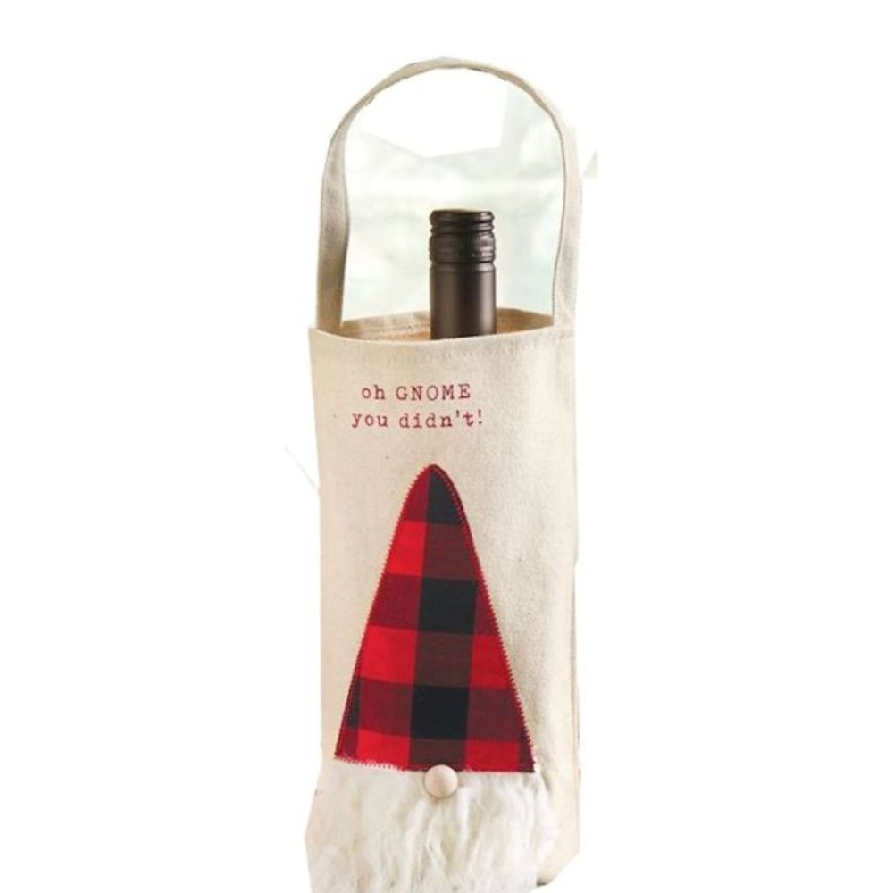 Mud Pie Plaid Gnome Wine Bag" Oh GNOME you didn't"